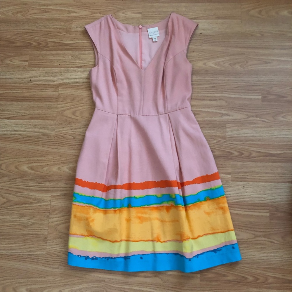 Peach striped business dress